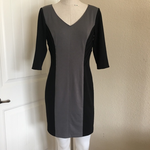Tahari Arthur S Levine Black/Grey Colorblock dress - Picture 1 of 6